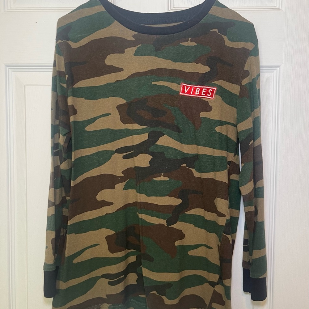 Camouflage Long Sleeve Shirt with Vibes Patch